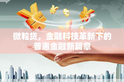 西陵微粒贷，金融科技革新下的普惠金融新篇章