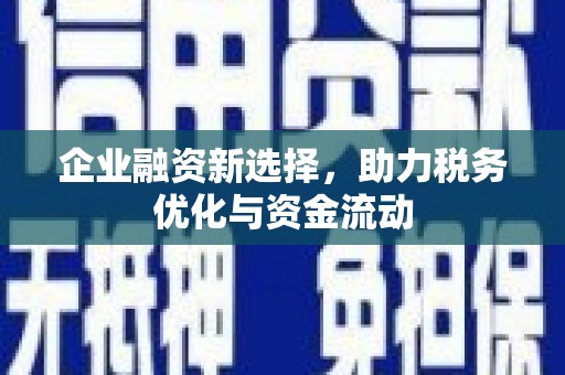 西陵企业融资新选择，助力税务优化与资金流动