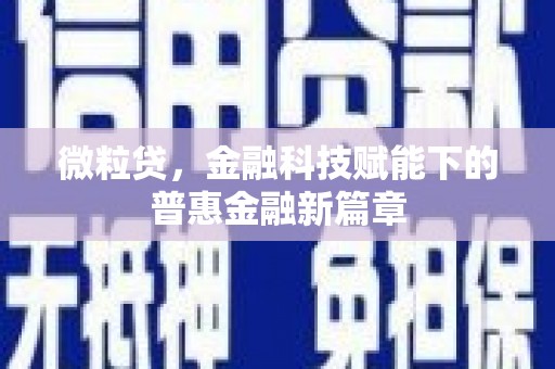 西陵微粒贷，金融科技赋能下的普惠金融新篇章