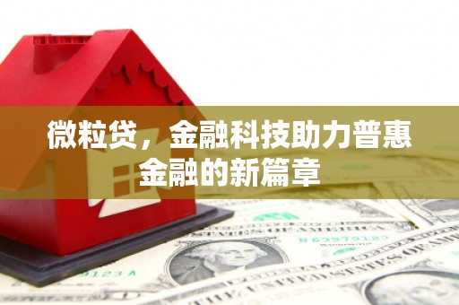 西陵微粒贷，金融科技助力普惠金融的新篇章