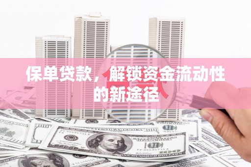 西陵保单贷款，解锁资金流动性的新途径