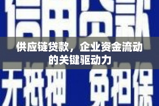 西陵供应链贷款，企业资金流动的关键驱动力