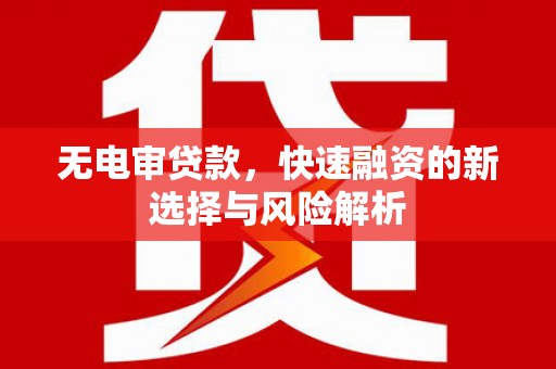 西陵无电审贷款，快速融资的新选择与风险解析