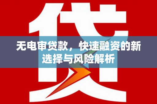 西陵无电审贷款，快速融资的新选择与风险解析