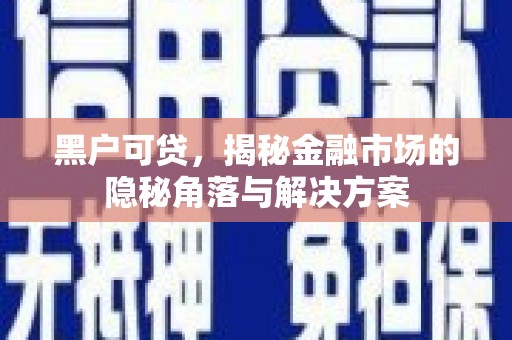西陵黑户可贷，揭秘金融市场的隐秘角落与解决方案