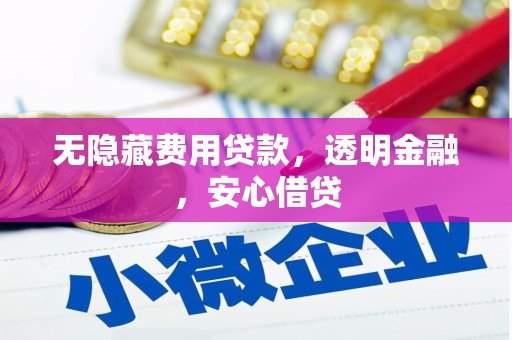 西陵无隐藏费用贷款，透明金融，安心借贷