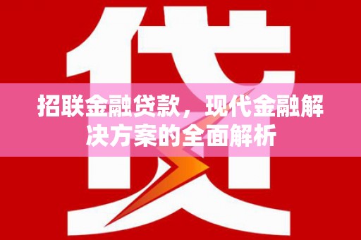 西陵招联金融贷款，现代金融解决方案的全面解析