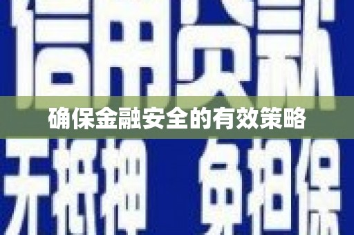 西陵确保金融安全的有效策略